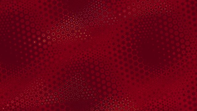 Luxury seamless burgundy geometric animation with hexagons, mandala and star motifs, flowing gradients and subtle shimmering motion for high-end branding