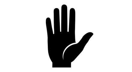 Obraz premium A black silhouette of an open hand with fingers spread wide against a white background.