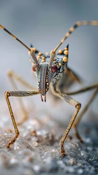 Extreme close up alate insect footage showing winged body anatomy and fine texture in macro video 4K