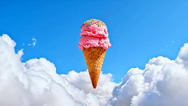 Ice cream floating in sky