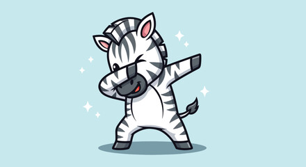 Fototapeta premium Cute Zebra Dabbing Cartoon Vector.