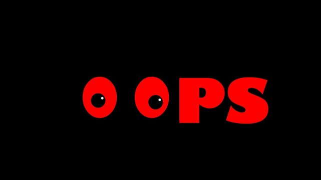 Oops Error Text Graphic on Dark Background