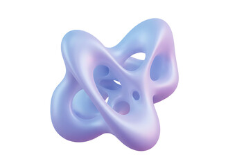 Abstract organic fluid 3d shape with soft purple and blue gradient lighting on white background