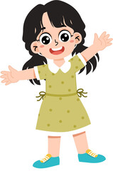 Fototapeta premium illustration of school children in uniform stretching out both arms