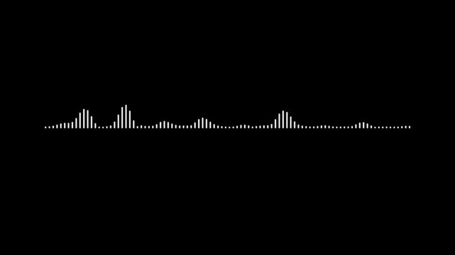 Abstract white audio visualizer, music sound wave frequency animation, modern digital equalizer spectrum, clean minimal waveform motion, black background 4k loops..