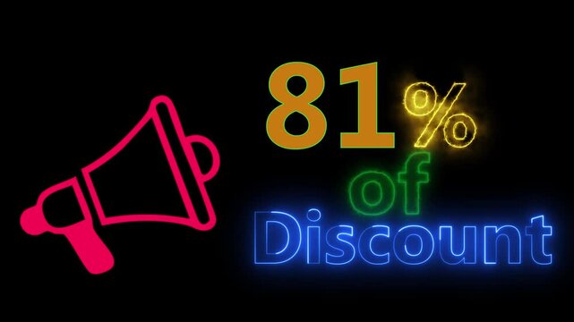 Neon sale sign with eighty one percent