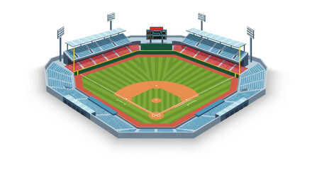 Isometric illustration of a modern baseball stadium with empty seats © Nandar