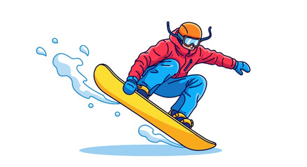 Colorful illustration of snowboarder performing a jump with dynamic motion © Nandar