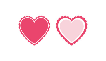 Two pink hearts with white outlines on a pure for love and valentines day concepts