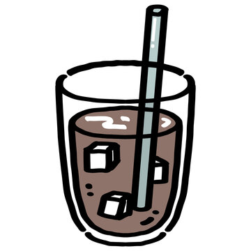 Iced Coffee in Glass with Straw Illustration