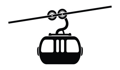 Fototapeta premium Cable car silhouette on a with a single gondola