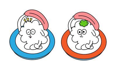 自分でお刺身を被るお寿司のキャラクターのゆるいイラストセット