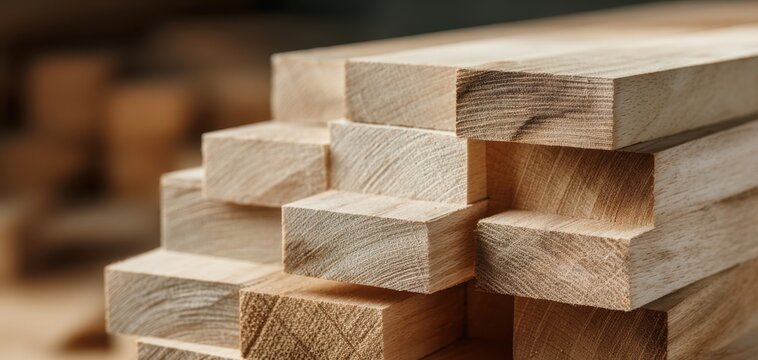 The stacked lumber planks showing natural wood grain and smooth sawn edges