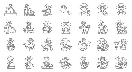 Set of various hand-drawn cowboy and western themed icons.