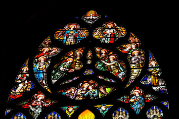 Fototapeta premium Female Angels Stained Glass St Gile's Cathedral Edinburgh Scotland