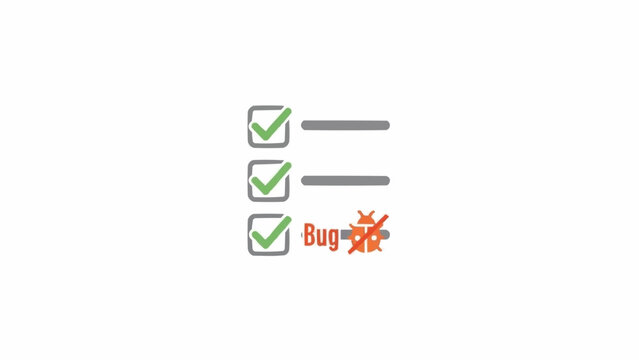 Checklist with bug error symbol.