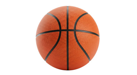 Fototapeta premium Orange basketball isolated PNG on transparent background, sports equipment for basketball games and athletic training, realistic texture