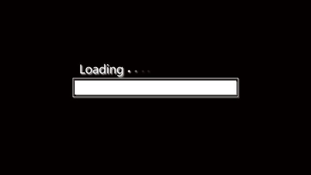 Loading Bar with Text and Progress Indicator on Black Background waiting