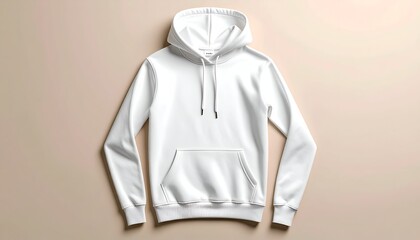 Plain white hooded sweatshirt on a light background, ready for design work
