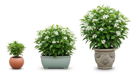Obraz premium Three potted plants of different sizes