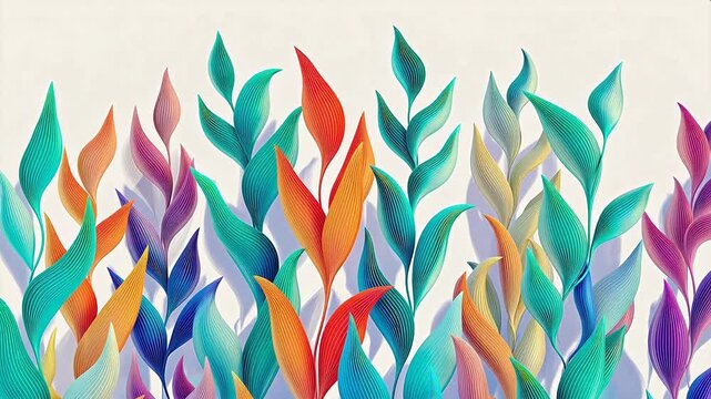 Colorful abstract leaf patterns