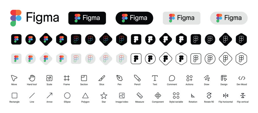figma logo icon collection with tool symbols for ui ux design app web development and graphic work