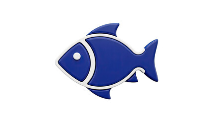 3D Blue and White Fish Icon