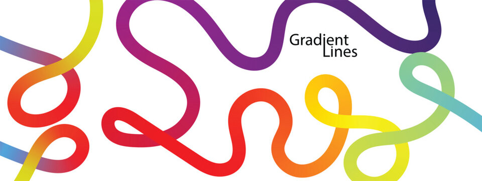 colorful gradient curved lines. colourful gradient line. Color wavy shapes.