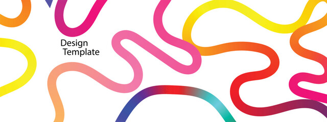 Obraz premium Modern abstract design with colorful rainbow curved lines on a white background.