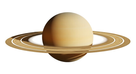 Saturn planet with rings isolated PNG on transparent background, detailed gas giant with golden bands for astronomy and space exploration © Hugo