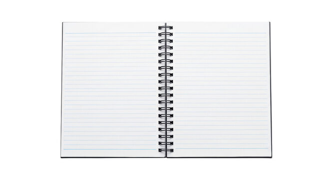 Open spiral notebook PNG isolated on transparent background, lined paper for writing notes and planning, school and office supply