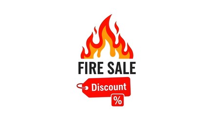 Fire Sale Discount Icon &ndash; White Background Sale Logo Vector