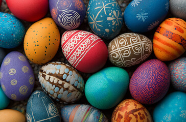 Fototapeta premium colorful easter eggs with striped, patterned, and floral designs,
