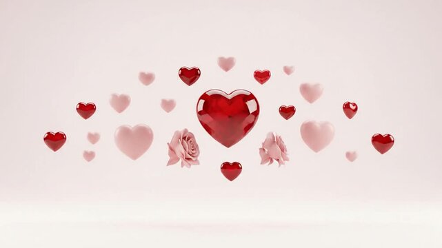 Rose ruby animated hearts gentle loop soft blush graphic. - Valentines Day