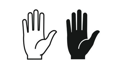 Obraz premium Black and white hand icons in stop gesture for various design uses