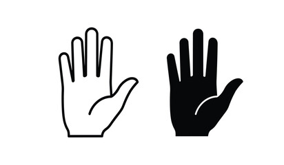 Obraz premium Black and white hand icons in stop gesture for various design applications