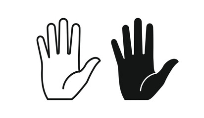 Obraz premium Vector illustration of two hands in black and white with palms facing forward in a stop or hello gesture