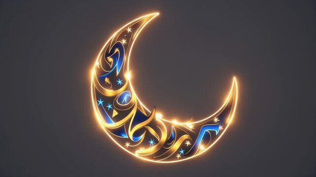 Glowing Crescent Moon Symbol Animation.