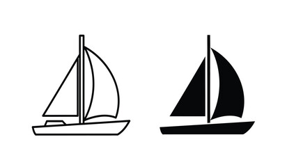 Fototapeta premium Two sailboats in black and white line art style sailing on water