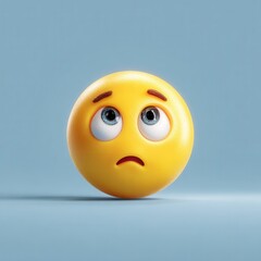 Fototapeta premium Sad emoji face looking up with worried expression