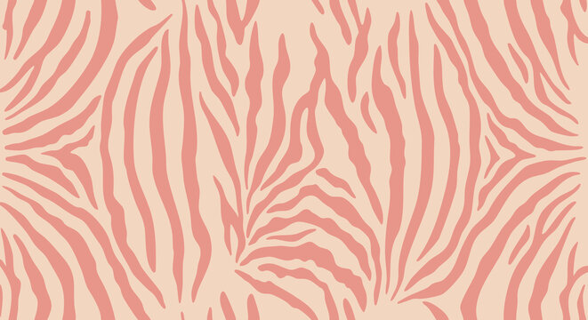 Abstract coral zebra stripes pattern on a beige background