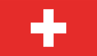 Obraz premium The flag of switzerland with a white cross on a red background