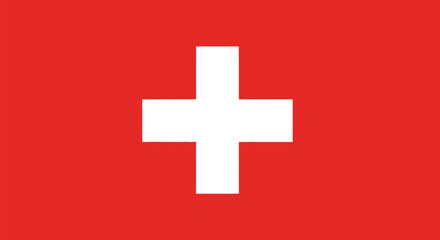 Obraz premium The flag of switzerland with a white cross on a red background