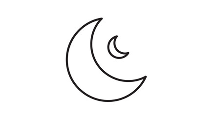 Minimalist crescent moon icon on white background symbol of night sky