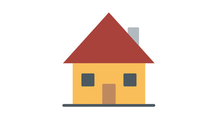 Cartoon house illustration with red roof and chimney isolated on white