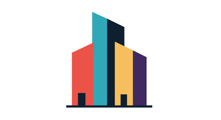 Abstract geometric illustration of modern buildings with vibrant colors