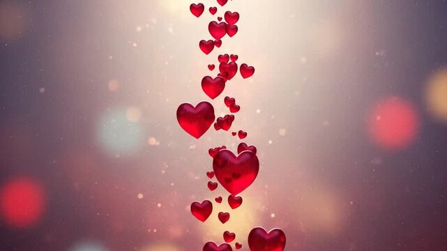 Red Heart Particles Rising Seamless Graphic Animation - Valentines Day