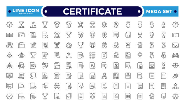 Certificate outline icon. line and glyph version, Business Certificate outline, and filled vector sign. Editable stroke outline icon.

