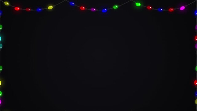 Multi-Color Light Strand Single Strand of Festive Multi Colored Christmas Lights Border Overlay christmas, lights