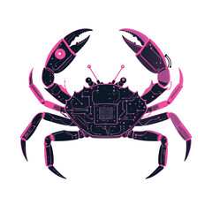 Cybernetic Crab Illustration with Futuristic Circuit Design
